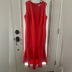 Calvin Klein Vibrant coral  High Low Dress